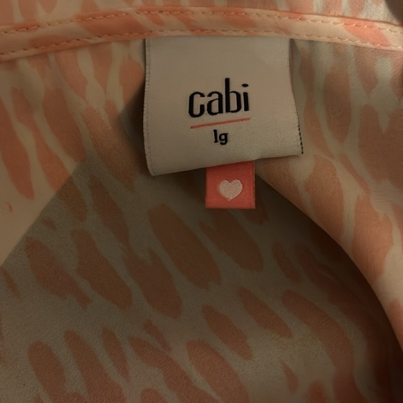 CAbi Love Peter Pan Collar Blouse Sz L #3078 Peach Cran Black Business Career - Picture 8 of 8